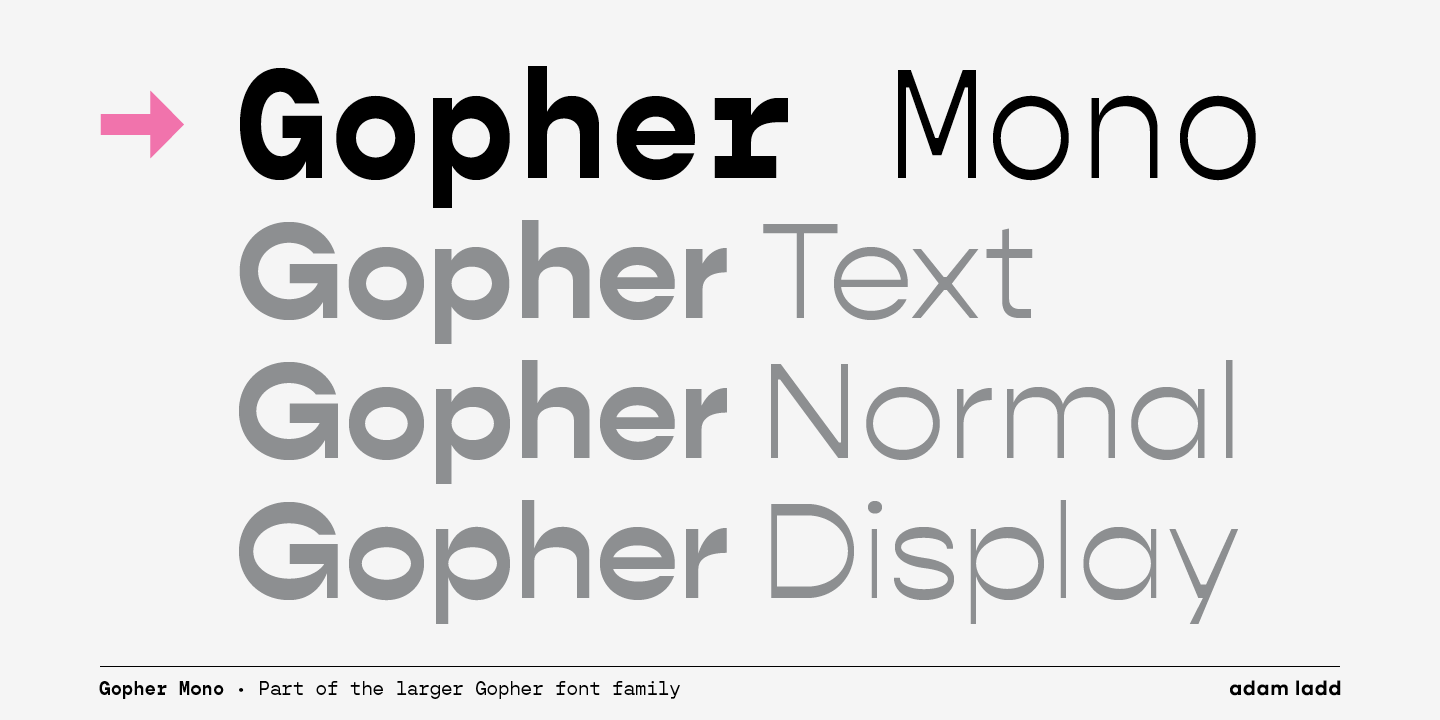 Beispiel einer Gopher Mono Medium-Schriftart